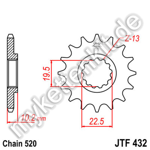 jtsprockets JT Ritzel jtf432.1111T Stahl vorne Ritzel 