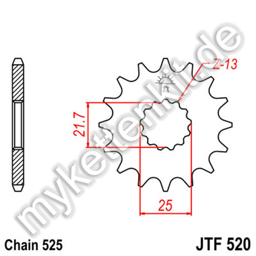 Teilung 520 JTF329.14 JT Motorrad Ritzel 14 Zähne