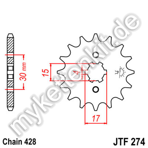 JT Motorrad Ritzel 15 Zähne Teilung 428 JTF274.15