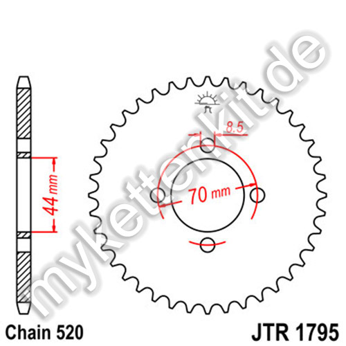 JT Kettenrad 30 Zähne Teilung 520 schwarz JTR279.30